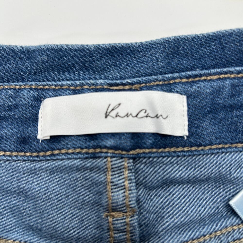Kancan Cuffed Rigid Mid Rise Denim Jean Shorts Blue Removable Belt Women 24 NWT - Picture 2 of 11